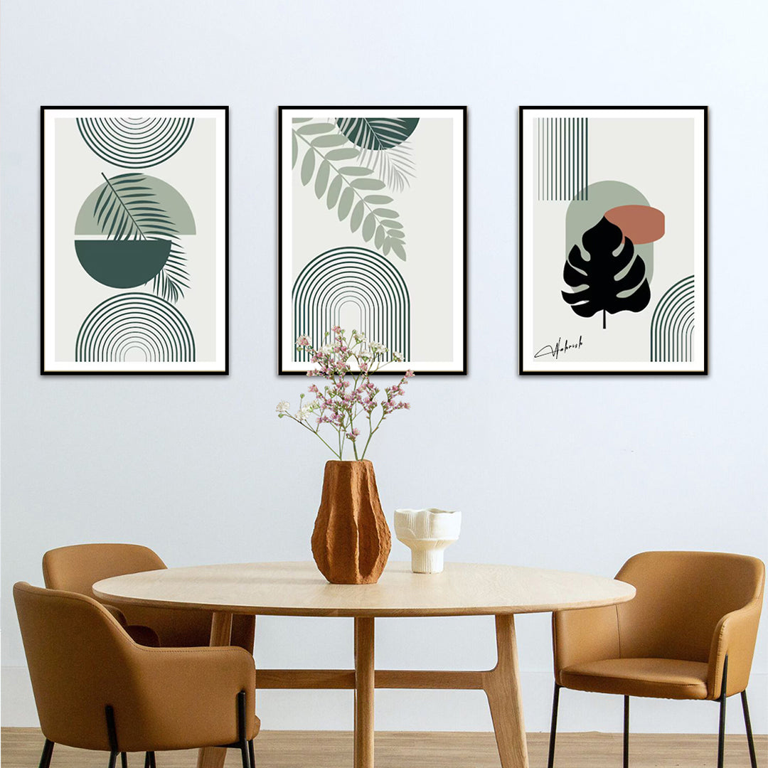 Geometric Botanical – (Set of 3)